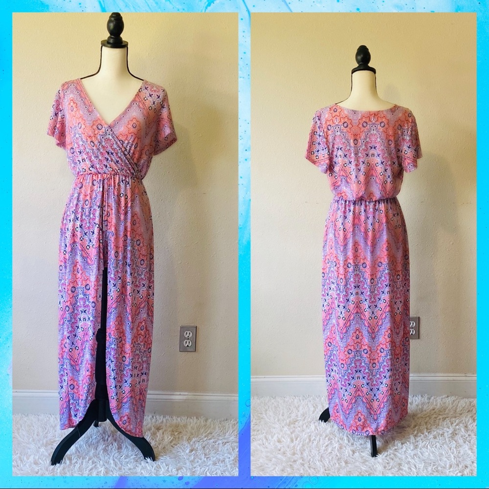 No Comment Floral Romper with an open leg slit